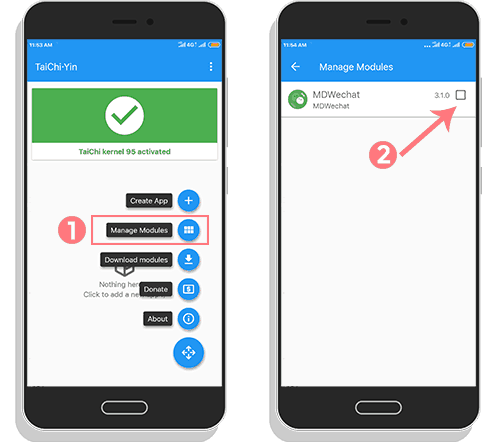 enable xposed modules on tai chi